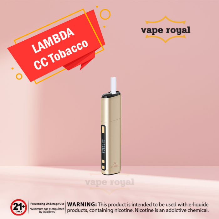 LAMBDA CC Gold Vape In Dubai UAE Are you looking for a top-of-the-line smoking device that can cater to your every need? Look no further than LAMBDA CC Gold! This titanium steel alloy heating blade smoker is perfect for those who love to indulge in rich and succulent smoke. This smoker can accommodate any needs with its adjustable working temperature of 200 – 300 ℃. Plus, the LED display ensures you always know your device's status. With a 3 – 6 min smoking time and a 3200 mAh battery, you can rest assured that this smoker will last long. So what are you waiting for? Order your LAMBDA CC Grey today! Unmatched Durability: Unmatched Durability: Invest in a vaping device that's built to last. The LAMBDA CC Gold Vape is made with premium materials to ensure it stands the test of time, providing long-lasting satisfaction. Elevate your vaping experience, stand out in style, and embrace the future of vaping with the LAMBDA CC Gold Vape. Take advantage of this opportunity to transform your vaping routine. Order yours today and experience the difference! Upgrade to the LAMBDA CC Gold Vape now and seize the clouds of pleasure that await you! Features Of LAMBDA CC Gold 1.)LAMBDA CC Gold With OLED Display, unambiguous! 2.) 200 – 300℃ smoking temperature is adjustable; all is in your control! 3.) 3 – 6 minutes of smoking time is adjustable, satisfying the desire for smoking! 4.) With a titanium steel alloy heating blade, NEVER break. No worries anymore! 5.) With a 3200mAh battery, support uses about 40 heatsticks, super durable! 6.) Auto cleaning + ample heating space make the cleaning simple and convenient! 7.) Type-C charge port, more quickly and efficiently! 8.) Embedded magnetic cap, easy to take out burned heatsticks! 9.) Color: Grey LAMBDA CC Gold Specification: Brand: LAMBDA Item No: CC Version:  New Version Heating Type: Titanium Steel Alloy Heating Blade LED Display: YES Working Temp. : 200 – 300 ℃ adjustable Smoking Time: 3 – 6 mins adjustable Battery Capacity: 3200 mAh Input Voltage: 5V / 2A Charging Time: about 2.5 hrs Smoking Times: 35- 40 times (Full Charge) Product Size: 106.5*29.5*21.5 mm Weight: 73g LAMBDA CC Gold UAE Package Includes: 1 x CC 1 x Brush 1 x Type-C Cable 1 x Manual 1 x QC Card VAPE ROYALE