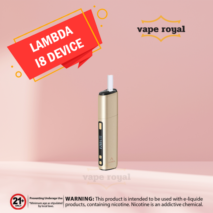 Lambda i8 Gold Device for Terea Heets Sticks Lambda i8 Gold Device is the latest product of the LAMBDA brand in 2023, explicitly designed for induction heating tobacco sticks, similar to the IQOS Terea. It continues the design style and ease of use of Lambda's previous products, with adjustable heating temperature and heating time. The device has a large 3200mAh battery capacity, which supports approximately 40 sticks of tobacco per charge.  It supports IQOS TEREA, SENTIA, LEME META Stick, and other smartcore heating cigarettes. The Lambda i8 Gold Device is made from high-quality materials, including aluminum alloy, PPSU, and PEEK.  The Lambda i8 is compatible with all TEREA and SENTIA Smartcore Sticks. If you are looking for a healthier and more satisfying alternative to traditional cigarettes, the Lambda i8 Gold HNB Device is a great option. It is easy to use, stylish and offers a variety of features to customize your smoking experience.