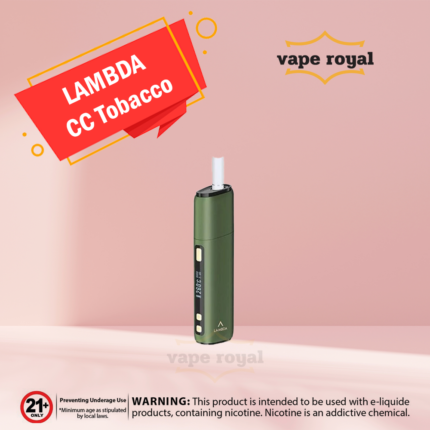 LAMBDA CC Army Green Vape In Dubai UAE Are you looking for a top-of-the-line smoking device that can cater to your every need? Look no further than LAMBDA CC Army Green! This titanium steel alloy heating blade smoker is perfect for those who love to indulge in rich and succulent smoke. This smoker can accommodate any needs with its adjustable working temperature of 200 – 300 ℃. Plus, the LED display ensures you always know your device's status. With a 3 – 6 min smoking time and a 3200 mAh battery, you can rest assured that this smoker will last long. So what are you waiting for? Order your LAMBDA CC Army Green today! Unmatched Durability: Unmatched Durability: Invest in a vaping device that's built to last. The LAMBDA CC Army Green Vape is made with premium materials to ensure it stands the test of time, providing long-lasting satisfaction. Elevate your vaping experience, stand out in style, and embrace the future of vaping with the LAMBDA CC Army Green Vape. Take advantage of this opportunity to transform your vaping routine. Order yours today and experience the difference! Upgrade to the LAMBDA CC Army Green Vape now and seize the clouds of pleasure that await you! Features Of LAMBDA CC Army Green 1.)LAMBDA CC Army Green With OLED Display, unambiguous! 2.) 200 – 300℃ smoking temperature is adjustable; all is in your control! 3.) 3 – 6 minutes of smoking time is adjustable, satisfying the desire for smoking! 4.) With a titanium steel alloy heating blade, NEVER break. No worries anymore! 5.) With a 3200mAh battery, support uses about 40 heatsticks, super durable! 6.) Auto cleaning + ample heating space make the cleaning simple and convenient! 7.) Type-C charge port, more quickly and efficiently! 8.) Embedded magnetic cap, easy to take out burned heatsticks! 9.) Color: Grey LAMBDA CC Army Green Specification: Brand: LAMBDA Item No: CC Version:  New Version Heating Type: Titanium Steel Alloy Heating Blade LED Display: YES Working Temp. : 200 – 300 ℃ adjustable Smoking Time: 3 – 6 mins adjustable Battery Capacity: 3200 mAh Input Voltage: 5V / 2A Charging Time: about 2.5 hrs Smoking Times: 35- 40 times (Full Charge) Product Size: 106.5*29.5*21.5 mm Weight: 73g LMBDA CC Grey UAE Package Includes: 1 x CC 1 x Brush 1 x Type-C Cable 1 x Manual 1 x QC Card VAPE ROYALE
