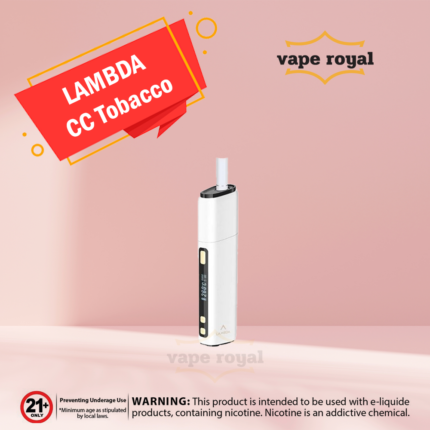 LAMBDA CC White Vape In Dubai UAE Are you looking for a top-of-the-line smoking device that can cater to your every need? Look no further than LAMBDA CC White! This titanium steel alloy heating blade smoker is perfect for those who love to indulge in rich and succulent smoke. This smoker can accommodate any needs with its adjustable working temperature of 200 – 300 ℃. Plus, the LED display ensures you always know your device's status. With a 3 – 6 min smoking time and a 3200 mAh battery, you can rest assured that this smoker will last long. So what are you waiting for? Order your LAMBDA CC Grey today! Unmatched Durability: Unmatched Durability: Invest in a vaping device that's built to last. The LAMBDA CC White Vape is made with premium materials to ensure it stands the test of time, providing long-lasting satisfaction. Elevate your vaping experience, stand out in style, and embrace the future of vaping with the LAMBDA CC White Vape. Take advantage of this opportunity to transform your vaping routine. Order yours today and experience the difference! Upgrade to the LAMBDA CC White Vape now and seize the clouds of pleasure that await you! Features Of LAMBDA CC White 1.)LAMBDA CC White With OLED Display, unambiguous! 2.) 200 – 300℃ smoking temperature is adjustable; all is in your control! 3.) 3 – 6 minutes of smoking time is adjustable, satisfying the desire for smoking! 4.) With a titanium steel alloy heating blade, NEVER break. No worries anymore! 5.) With a 3200mAh battery, support uses about 40 heatsticks, super durable! 6.) Auto cleaning + ample heating space make the cleaning simple and convenient! 7.) Type-C charge port, more quickly and efficiently! 8.) Embedded magnetic cap, easy to take out burned heatsticks! 9.) Color: Grey LAMBDA CC White Specification: Brand: LAMBDA Item No: CC Version:  New Version Heating Type: Titanium Steel Alloy Heating Blade LED Display: YES Working Temp. : 200 – 300 ℃ adjustable Smoking Time: 3 – 6 mins adjustable Battery Capacity: 3200 mAh Input Voltage: 5V / 2A Charging Time: about 2.5 hrs Smoking Times: 35- 40 times (Full Charge) Product Size: 106.5*29.5*21.5 mm Weight: 73g LAMBDA CC White UAE Package Includes: 1 x CC 1 x Brush 1 x Type-C Cable 1 x Manual 1 x QC Card VAPE ROYALE