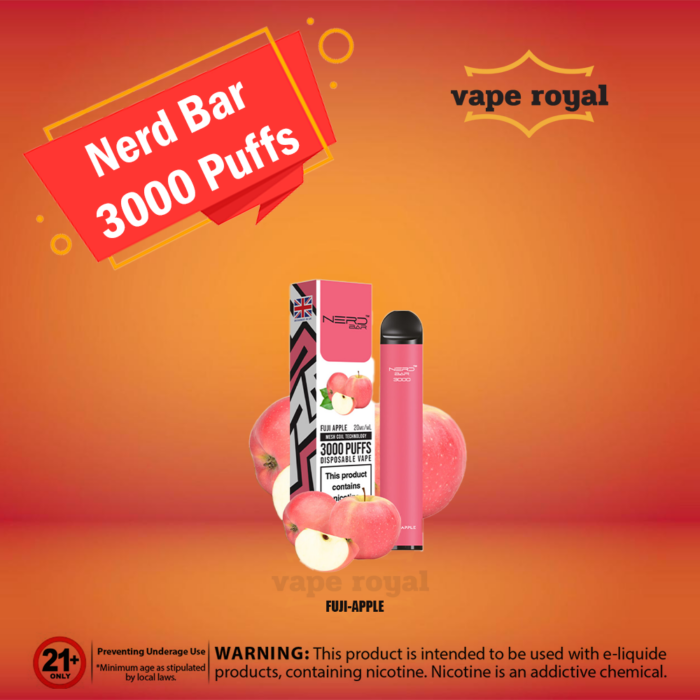 NERD BAR 3000 NICOTINE PUFFS DISPOSABLE IN UAE THE NERD BAR 3000 NICOTINE Puffs Disposable Vape has taken Dubai’s vaping scene by storm, offering an unrivaled portable option for both beginners and experienced vapers. At Vapetudo, we bring you this cutting-edge device, ensuring you get the most out of your vaping journey. Let’s dive into the specifics and discover why Nerd Bar is the top choice for many vapers in Dubai and the surrounding regions. It also comes with an 8mL liquid capacity, so you can use it to vape multiple flavors without having to refill it often. Plus, it offers a nicotine level of 2%–20MG, so you can find the right level of nicotine for your needs. Do you find yourself needing a break from your regular smoking habits but don’t want to give up the pleasure of cigarettes? Then you’re lucky because NERD BAR 3000 NICOTINE Puffs Disposable has covered you! These NERD BAR 3000 DISPOSABLE VAPE are designed to give you the same excellent smoking experience as regular cigarettes, but without all the harmful chemicals. Plus, they’re disposable, so there’s no need to worry about packing your cigars or cigarettes again. Curious to know more? NERD BAR 3000 NICOTINE Product Specifications Lightweight, Small, and Portable High Capacity Internal Battery 8ml Eliquid Capacity 20mg Draw Activation Up to 3000 Puffs Anti Leak Design The product Includes One Single Nerd Bar 3000 nicotine Puffs. Main Features of Nerd Bar 3000 Puffs If you’re looking for a discreet, lightweight vape with a battery that lasts all day and nicotine that satisfies your cravings, this is the perfect device for you. This versatile smoking alternative fits nicely in your pocket and comes in various flavors to suit your personality. A great stopgap between throwaway cigarettes or an alternative to e-cigarettes. The pods are easy to reload, and each contains 8.0 ml of e-Juice, equivalent to 3000 MTL puffs or 3000 DTL puffs. The bar has a whopping 2% nicotine concentration. Nerds Bar is always looking for a way to make something themselves. Challenge accepted! In the vaping world, the Nerd Bar 3000 puffs Disposable Vape is one in a million. When you start your day with a Nerd Bar, you’ll feel like a true winner. Nerd Bar 3000 Flavours Banana, Blackcurrant Ice, Blue Beauty, Blue Lemonade, Blue Razz, Blueberry, Cherry Berry, Cherry Raspberry, Coffee tobacco, Cola Ice, DOUBLE APPLE, Energy, Frozen Vibes, Fuji Apple, GRAPE ICE, Guava ice, Jamrock Blast, Malibu Zest, MANGO ICE, Mango Peach, MINT ICE, Nana Mama, NRG Bull, Pineapple Lemon Lime, pineapple, Pink Lady, Power Berry, Strawberry, Watermelon Bubblegum, watermelon ice QUICK LINK Pod Salt Nexus 3500 Puffs Disposable Vape In Dubai