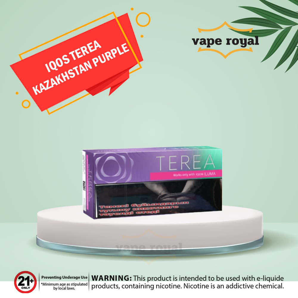 TEREA KAZAKHSTAN PURPLE IQOS HEETS IN DUBAI Discover the ultimate TEREA KAZAKHSTAN PURPLE experience with our 100% authentic product straight from IQOS Kazakhstan, now available in Dubai, UAE. Each pack contains 200 Terea Heets Sticks, offering an extended and satisfying vaping experience. TEREA KAZAKHSTAN PURPLE provides a smooth and flavorful tobacco experience without the smoke, ash, or lingering odor of traditional cigarettes. Elevate your vaping journey with the genuine IQOS Terea Kazakhstan collection, now within reach in Dubai, UAE. Enjoy the taste of authenticity and sophistication with every puff. TEREA KAZAKHSTAN PURPLE IQOS HEETS, a premium choice for discerning connoisseurs, offers a remarkable tobacco experience that will leave an indelible mark. Say goodbye to traditional smoking and immerse yourself in the world of IQOS. Each TEREA KAZAKHSTAN PURPLE PURPLE HEET is meticulously designed to ensure you experience a consistent and flavorful draw. Free from the harshness of traditional cigarettes, the exceptional quality of HEETS shines and provides an authentic and enjoyable feel. One of the critical benefits of TEREA KAZAKHSTAN PURPLE IQOS HEETS is the absence of smoke, ash, and lingering odor. With Terea Kazakhstan Amber IQOS HEETS, you'll experience the satisfaction of tobacco without the inconveniences of traditional smoking. Indulge in a diverse range of flavors that cater to your unique preferences, including Purple Wave, Yellow, Bronze, Silver, Bright Wave, Amber, Turquoise, Seinna, and Teak. Whether you prefer the robust and rich notes of Bronze, the refreshing and crisp taste of Turquoise, or the classic allure of Amber, there’s a Terea flavor for every mood and occasion. TEREA KAZAKHSTAN FLAVORS Amber: A smooth and rich tobacco flavor with subtle hints of citrus, creating a balanced and satisfying experience. Bronze: An intense and warm tobacco flavor with light notes of cocoa and dried fruit, creating a cozy and comforting experience. Yellow: A fruity and nutty tobacco flavor with pineapple, lemongrass, and almonds, creating a bright and tropical experience. Turquoise: A herbal and fresh tobacco flavor with basil and vanilla, creating a cool and refreshing experience. Purple Wave: Immerse yourself in the rich and deep flavors of Purple Wave. It delivers a bold and full-bodied tobacco experience for those who appreciate a robust flavor. Green Zing: If you prefer a refreshing and invigorating tobacco experience, Green Zing is the perfect choice. This flavor offers a zesty and revitalizing twist to your tobacco enjoyment.