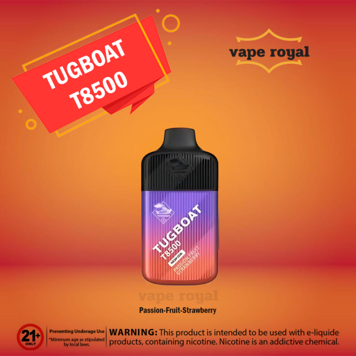 TUGBOAT 8500 PUFFS DISPOSABLE VAPE TUGBOAT 8500 PUFFS  Disposable Vape is the key to a trouble-free transition to disposable vaping devices. This instrument is the pinnacle of efficiency and class, thanks to its meticulous design and well-honed construction. A powerful 500mAh rechargeable battery allows for longer vaping sessions between charging. There is an integrated E-Liquid Remaining indicator, so you know exactly how much vape time you have remaining. Because of its lightning-fast USB Type-C charging, our TUGBOAT 8500 PUFFS  Vape will keep you from being without it for long. Rich, consistent taste and plenty of vapor are yours to enjoy with the 16ml e-liquid capacity and 1.0ohm Mesh Coil. A robust 50mg nicotine fortress ensures the ideal throat impact. The Tugboat T8500 is the best choice since it has an incredible 8500 puffs, providing hours of fun. This fantastic disposable vape will take your vaping to a whole new level. Get some right now and enjoy every puff.