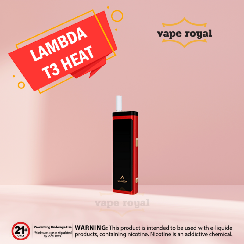 RED LAMBDA T3 HEAT NOT BURN TOBACCO HEATING DEVICE RED Lambda T3 is a solid device that offers 18-20 consecutive uses, temperature adjustment, and automatic cleaning. It's a suitable device, but the price is a bit too high. Once you’ve unboxed your device, you can check the charge. To do so, just click on the control button once. The color of the light will correspond to a battery charge. White means 100-30% charge remaining, yellow means 30-1% remaining, red means 0% remaining. Charging time for T3 is very convenient at only 1 hour and 15 minutes. How To Use RED LAMBDA T3 Set temperature Press and hold the temperature control button the color of the temperature control button light indicates the set temperature white = low yellow = high Insert the HeatStick Press and hold the control button to turn on The device will vibrate, and the light will begin flashing to show that the heating has started heating takes approximately 25 seconds The device will vibrate, and the light will turn solid when heating is done, and the device is ready to use a cycle lasts 5.5 minutes or 16 puffs When the cycle is over, the device will vibrate, and the light turns off Remove the Heat Stick by pushing the cap up and pulling the Heat Stick out For good device health, make sure you clean your RED Lambda T3 device often. You can clean with the automatic cleaning feature or manually. To use the automatic cleaning feature, click the control button 5 times. Automatic cleaning will take approximately 30 seconds. To manually clean, wait until the device is cool then remove the cap from the body of the device and use either the cleaning brush or the cleaning sticks to wipe away any grime and build-up left in the Heat Sticks heating chamber. What’s Included 1 x LAMBDA T3 Device 1 x Cleaning Brush Cleaning Stick 1 x USB Cable 1 x User Manual RED LAMBDA T3 Specs & Features  Heating Type: Titanium Steel Alloy Heating Blade Battery Capacity: 1500 mAh Charging Time: About 70 mins Input Voltage: 5V / 2A Smoking Time: 5.5 mins or 16 Puffs (14+2 Puffs) Product Size: 100.5*31*16.2 mm Weight: 69 g Material: Aluminum Alloy+PPSU+PEEK Compatible With: All Heets Sticks Temperature adjustment, automatic cleaning. Tempered glass side panels QUICK LINK Lambda i8 WhiteDevice for Terea Heets Sti