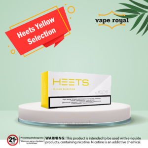 IQOS Heets Classics Yellow Selection In Dubai IQOS Heets Classics Yellow Selection are tobacco sticks specially designed for IQOS devices, which are electronic devices that heat tobacco instead of burning it. This way, you can enjoy the taste and smell of tobacco without the smoke, ash, or smell of conventional cigarettes. In an ever-evolving world, even how we enjoy tobacco has radically transformed. The IQOS Heets Classic Yellow Selection is at the forefront of this revolution, offering a contemporary smoking experience that bridges the gap between tradition and innovation. What sets IQOS Heets Classics Yellow Selection apart is their cutting-edge heat-not-burn technology. Gone are the days of combustion and smoke; instead, these specially designed-sticks heat the tobacco to release a flavorful and satisfying vapor. This not only reduces the level of harmful chemicals but also creates a cleaner and more refined taste, making each puff a delight to your senses. ​IQOS Heets Classics Yellow Selection is powered by a long-lasting battery that ensures you can enjoy multiple sticks on a single charge. Say goodbye to the inconvenience of constantly recharging your device. Embracing IQOS Heets Classics Yellow Selection also means adopting a more considerate approach to smoking. With a reduced odor and no ash, you can now smoke indoors or in the company of non-smokers without causing discomfort. It is an experience that is sophisticated and socially responsible. In conclusion, IQOS Heets Classic Yellow Selection is a game-changer in tobacco consumption. Say goodbye to old habits and usher in a new tobacco era with IQOS Heets Classic Yellow Selection. Swift Deliveries, Convenient Options In the bustling cities of Dubai, Ajman, and Sharjah, the IQOS Heets Classics Yellow Selection can be at your doorstep within an hour of placing an order. For those scattered across the UAE, the accessibility extends to 24-hour delivery, ensuring your satisfaction knows no boundaries. In conclusion, the IQOS Heets Classics Yellow Selection is a testament to the artistry of tobacco crafting. Its mildness, zest, and aromatic complexity paint a canvas of flavor that’s meant to be savored. As you inhale the essence of Kazakhstan, you’re embarking on a journey that transcends the ordinary. With its compatibility across IQOS devices and the promise of swift delivery, this selection is more than tobacco; it’s an invitation to experience the world in a new light. Specification Details Compatibility IQOS 3, IQOS 3 DUO, IQOS 3 Multi, Lil Solid, IQOS 2.4 Tobacco Heating System Flavor Profile Soft and fragrant tobacco blend artfully complemented by expressive berry notes and a delicate floral essence (Ruby Fuse Kazakhstan) Packaging Details Each pack contains 20 sticks Net Weight (per stick) 6.1 g Carton Weight 250 g Origin PMI factory in Kazakhstan () Manufacturing Process Expertly crafted using a unique blend of high-quality tobacco sourced from Kazakhstan, carefully processed and heated without combustion for a refined and flavorful experience. Tobacco Heating Technology Designed for use with IQOS heat-not-burn devices, ensuring a smoke-free and reduced-risk alternative to traditional smoking. Tobacco Stick Dimensions Length: [Specify size] mm, Diameter: [Specify diameter] mm Nicotine Content (per stick) Contains [Specify nicotine content] mg per stick, delivering a satisfying nicotine experience. Tar and Harmful Chemicals Significantly reduced levels of tar and harmful chemicals compared to traditional cigarettes, promoting a potentially less harmful smoking option. Packaging Design Elegant and convenient packaging designed for on-the-go use, with easy-to-open flip-top boxes for each pack. Storage Recommendations Store in a cool, dry place away from direct sunlight and moisture to maintain product freshness. Sustainability We are committed to sustainable practices, using responsibly sourced materials and environmentally friendly manufacturing processes. Health Warnings Smoking is harmful to health. This product is intended for adult smokers only. Additional Info Elevate your tobacco moments – embrace the splendor of IQOS Heets Ruby Fuse! IQOS Heets Classics Yellow Selection offers a range of flavors that cater to different preferences and moods, from rich and spicy to smooth and fresh. Some of the flavors are: Amber Selection: A roasted tobacco flavor with light woody and nutty notes. Yellow Selection: A soft and aromatic tobacco flavor with delicate spicy notes. Turquoise Selection: A refreshing and cooling tobacco flavor with menthol and spicy notes. Bronze Selection: An intense and warm tobacco flavor with light notes of cocoa and dried fruit. Purple Wave: A surprising tobacco flavor with menthol and wild berry aroma. Silver Selection: A pure and clean tobacco flavor without any impurities. Green Zing: A zesty tobacco flavor with menthol, citrus, and herbal notes.